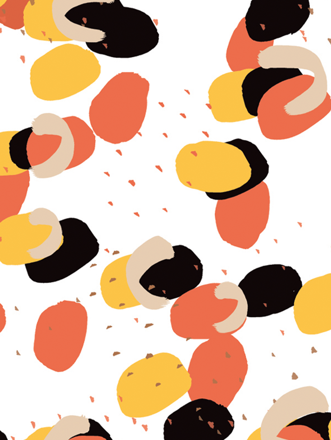 Caramel Biscuit & Cream – Speculoos flavor pattern in graphic yellow, black and orange stamped blob patterns